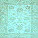 Square Machine Washable Oriental Light Blue Traditional Rug, wshabs476lblu