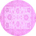 Round Oriental Purple Traditional Rug, abs476pur