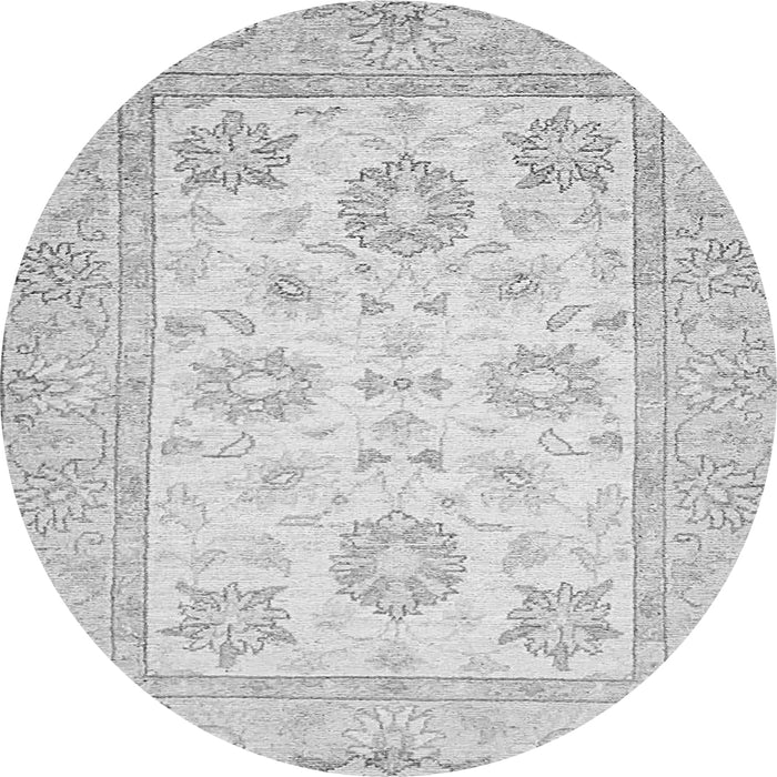 Round Machine Washable Oriental Gray Traditional Rug, wshabs476gry