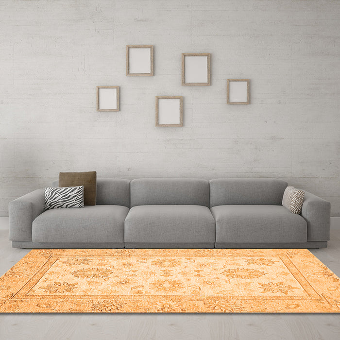 Machine Washable Oriental Orange Traditional Area Rugs in a Living Room, wshabs476org