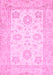 Machine Washable Oriental Pink Traditional Rug, wshabs476pnk