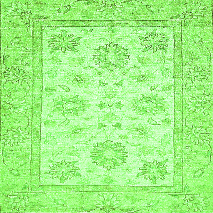 Square Machine Washable Oriental Green Traditional Area Rugs, wshabs476grn