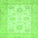 Square Machine Washable Oriental Green Traditional Area Rugs, wshabs476grn