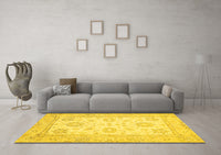 Machine Washable Oriental Yellow Traditional Rug, wshabs476yw