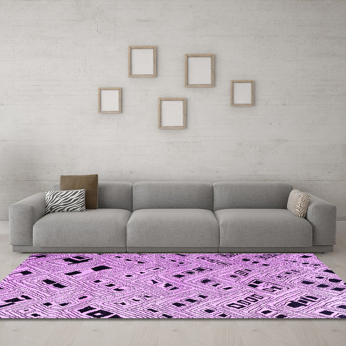 Machine Washable Oriental Purple Modern Area Rugs in a Living Room, wshabs4770pur