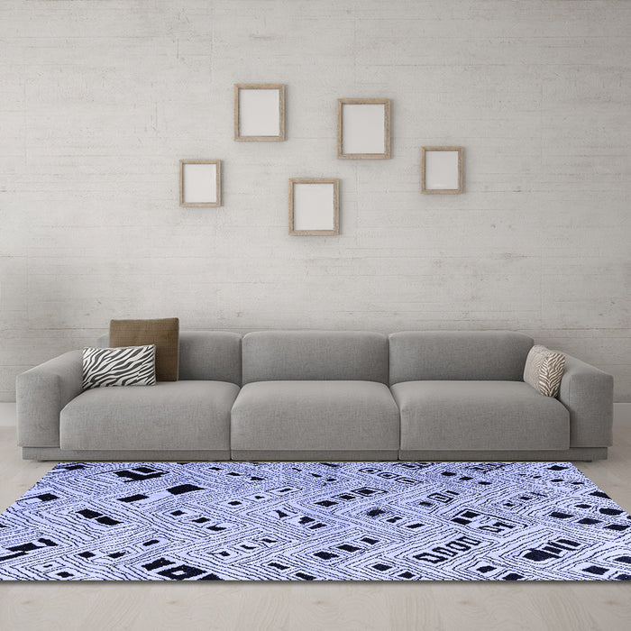 Machine Washable Oriental Blue Modern Rug in a Living Room, wshabs4770blu