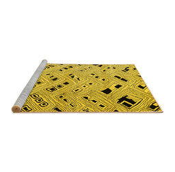 Sideview of Machine Washable Oriental Yellow Modern Rug, wshabs4770yw