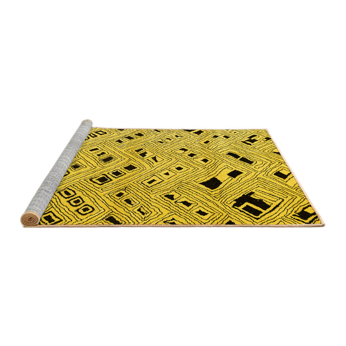 Sideview of Machine Washable Oriental Yellow Modern Rug, wshabs4770yw