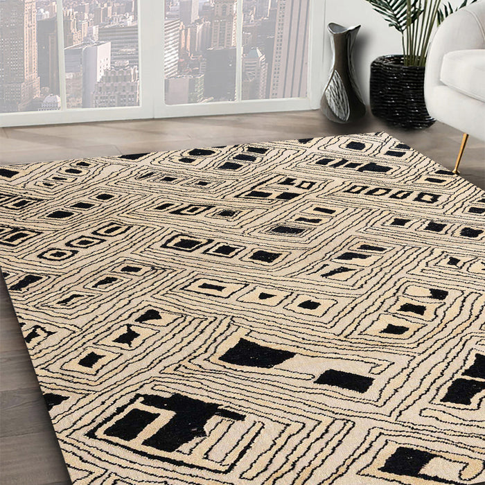 Machine Washable Abstract Deep Peach Orange Rug in a Family Room, wshabs4770