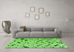 Machine Washable Oriental Green Modern Area Rugs in a Living Room,, wshabs4770grn