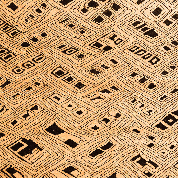 Square Machine Washable Oriental Orange Modern Area Rugs, wshabs4770org