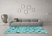 Machine Washable Oriental Light Blue Modern Rug in a Living Room, wshabs4770lblu