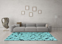 Machine Washable Oriental Light Blue Modern Rug, wshabs4770lblu