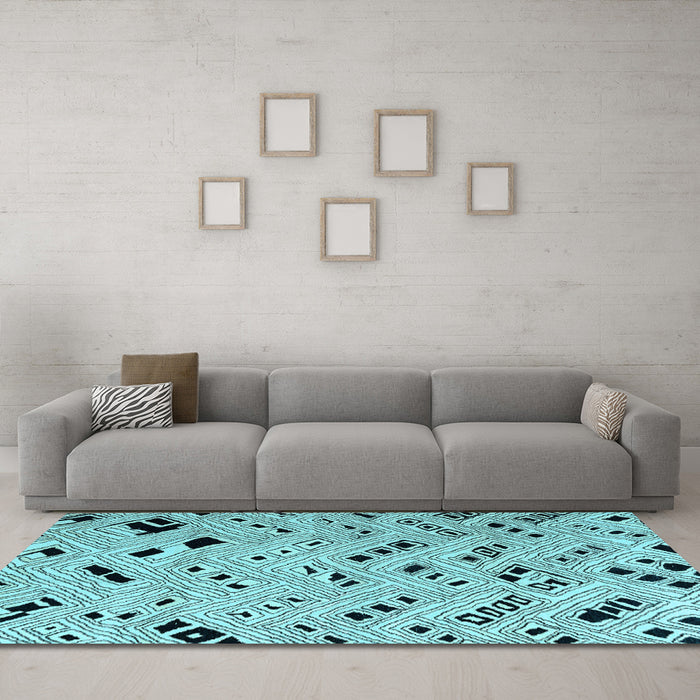 Machine Washable Oriental Light Blue Modern Rug in a Living Room, wshabs4770lblu