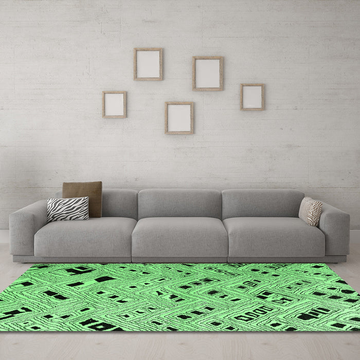 Machine Washable Oriental Emerald Green Modern Area Rugs in a Living Room,, wshabs4770emgrn