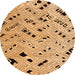 Round Oriental Orange Modern Rug, abs4770org