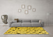 Machine Washable Oriental Yellow Modern Rug in a Living Room, wshabs4770yw