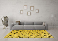 Machine Washable Oriental Yellow Modern Rug, wshabs4770yw