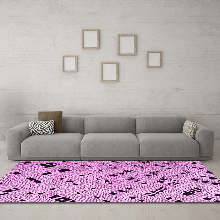 Machine Washable Oriental Pink Modern Rug in a Living Room, wshabs4770pnk