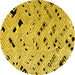 Round Machine Washable Oriental Yellow Modern Rug, wshabs4770yw