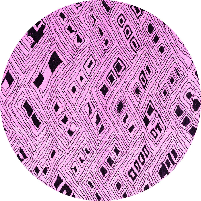 Round Machine Washable Oriental Pink Modern Rug, wshabs4770pnk