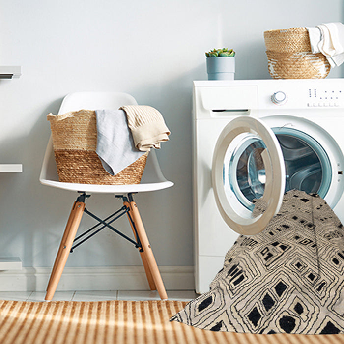 Machine Washable Abstract Deep Peach Orange Rug in a Washing Machine, wshabs4770