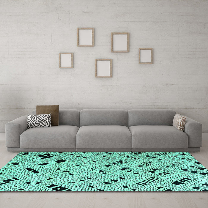 Machine Washable Oriental Turquoise Modern Area Rugs in a Living Room,, wshabs4770turq