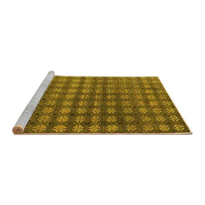 Sideview of Machine Washable Oriental Yellow Modern Rug, wshabs4771yw