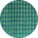 Round Oriental Turquoise Modern Rug, abs4771turq