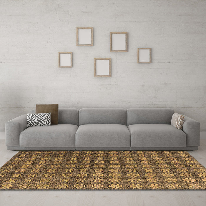Machine Washable Oriental Brown Modern Rug in a Living Room,, wshabs4771brn