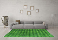 Machine Washable Oriental Green Modern Rug, wshabs4771grn