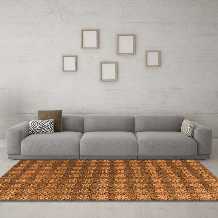 Machine Washable Oriental Orange Modern Area Rugs in a Living Room, wshabs4771org