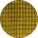 Round Machine Washable Oriental Yellow Modern Rug, wshabs4771yw