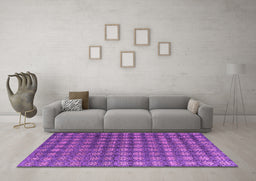 Machine Washable Oriental Purple Modern Area Rugs in a Living Room, wshabs4771pur