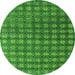 Round Machine Washable Oriental Green Modern Area Rugs, wshabs4771grn