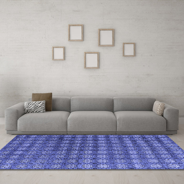 Machine Washable Oriental Blue Modern Rug in a Living Room, wshabs4771blu