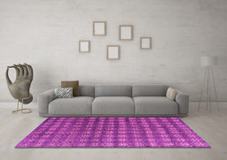 Machine Washable Oriental Pink Modern Rug in a Living Room, wshabs4771pnk