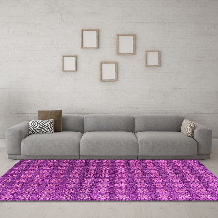 Machine Washable Oriental Pink Modern Rug in a Living Room, wshabs4771pnk