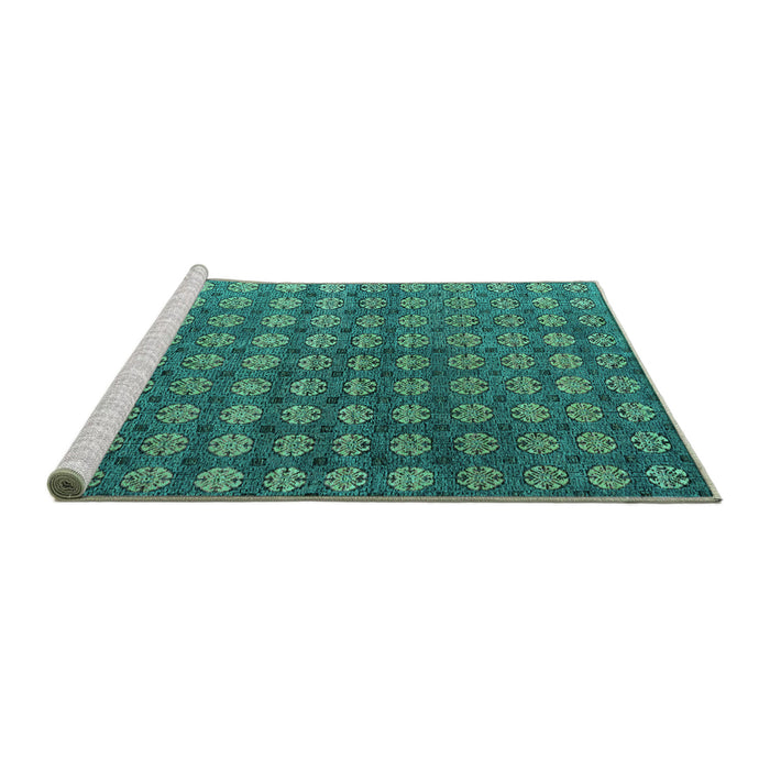 Sideview of Machine Washable Oriental Turquoise Modern Area Rugs, wshabs4771turq