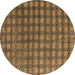 Round Machine Washable Oriental Brown Modern Rug, wshabs4771brn