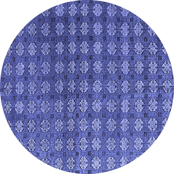 Round Machine Washable Oriental Blue Modern Rug, wshabs4771blu