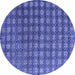 Round Machine Washable Oriental Blue Modern Rug, wshabs4771blu