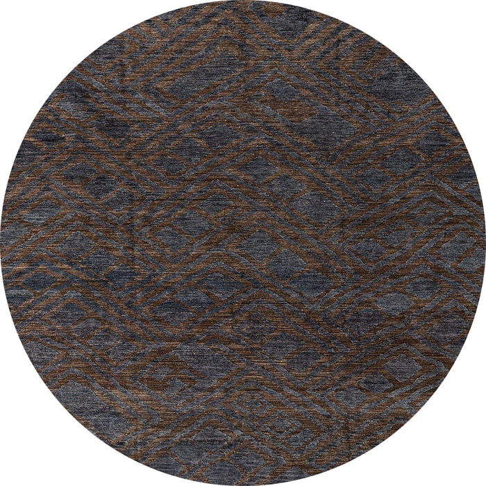 Round Abstract Carbon Gray Oriental Rug, abs4772