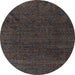 Round Abstract Carbon Gray Oriental Rug, abs4772