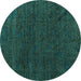 Round Oriental Turquoise Modern Rug, abs4772turq