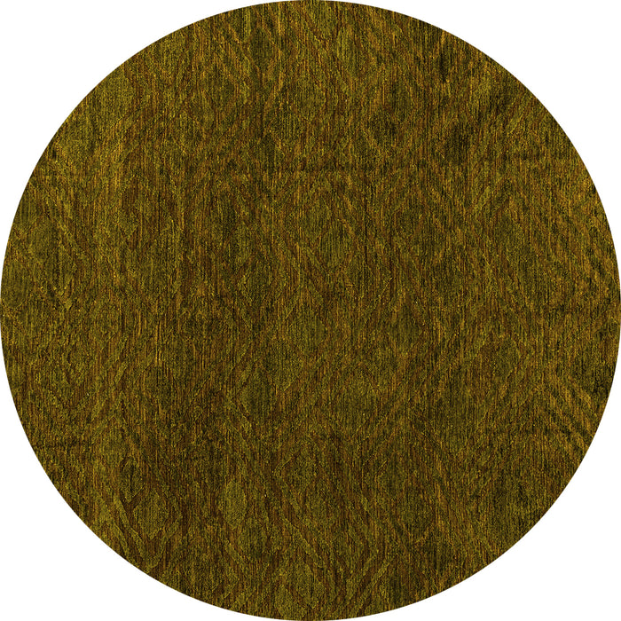 Round Machine Washable Oriental Yellow Modern Rug, wshabs4772yw