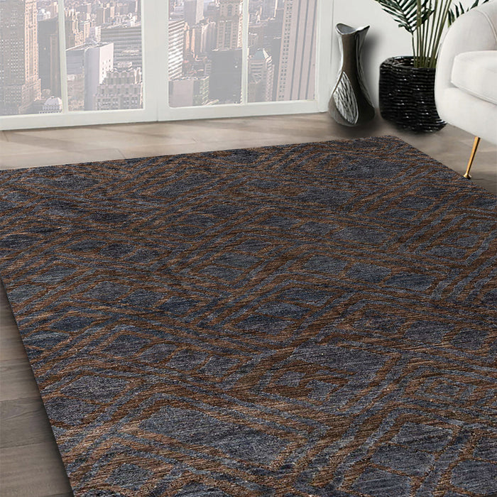 Abstract Carbon Gray Oriental Rug in Family Room, abs4772