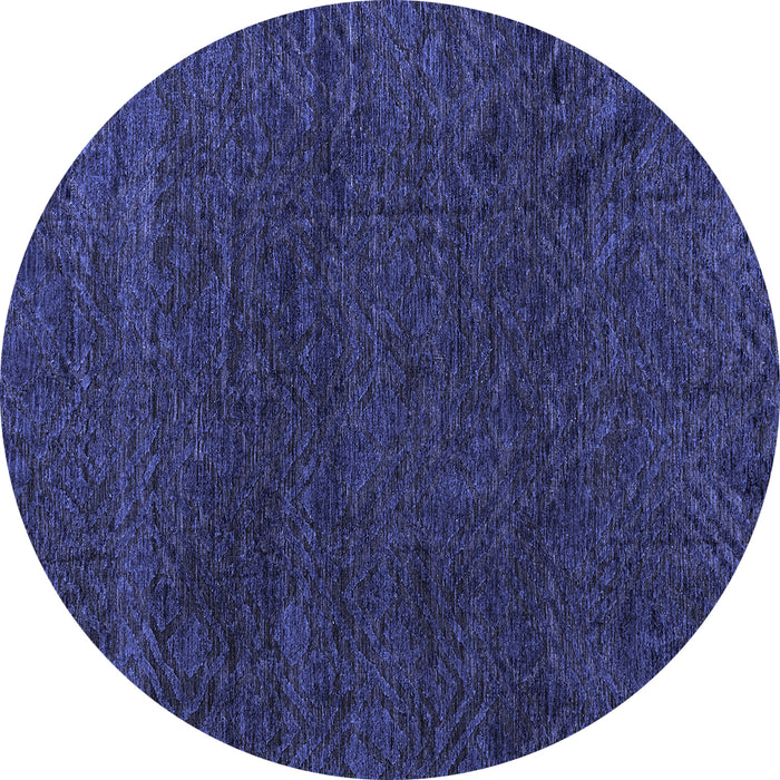 Round Machine Washable Oriental Blue Modern Rug, wshabs4772blu