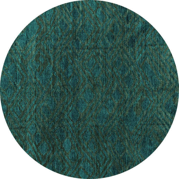 Round Machine Washable Oriental Turquoise Modern Area Rugs, wshabs4772turq