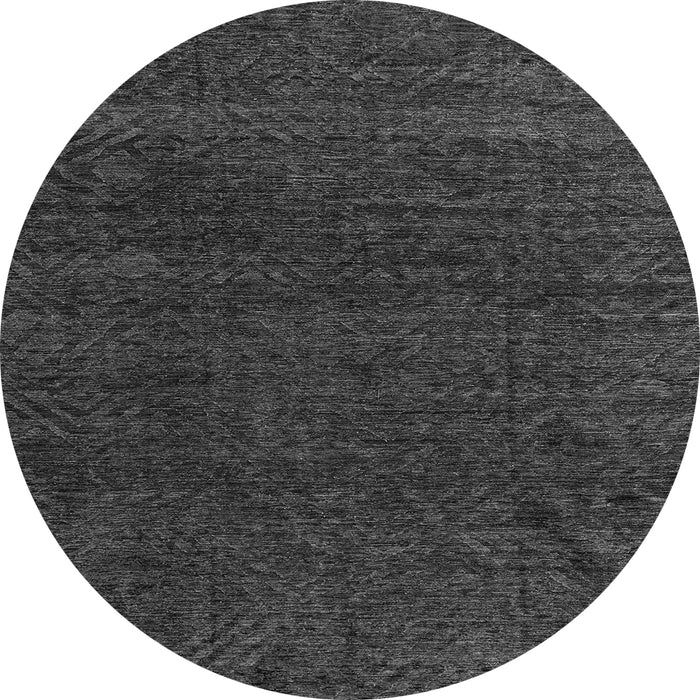Round Machine Washable Oriental Gray Modern Rug, wshabs4772gry